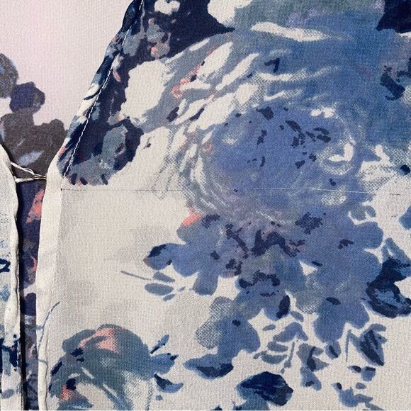 Sonoma 2X Sheer Cardigan Gray w Blue Floral Chiffon Longline Swim Kimono - Picture 4 of 9